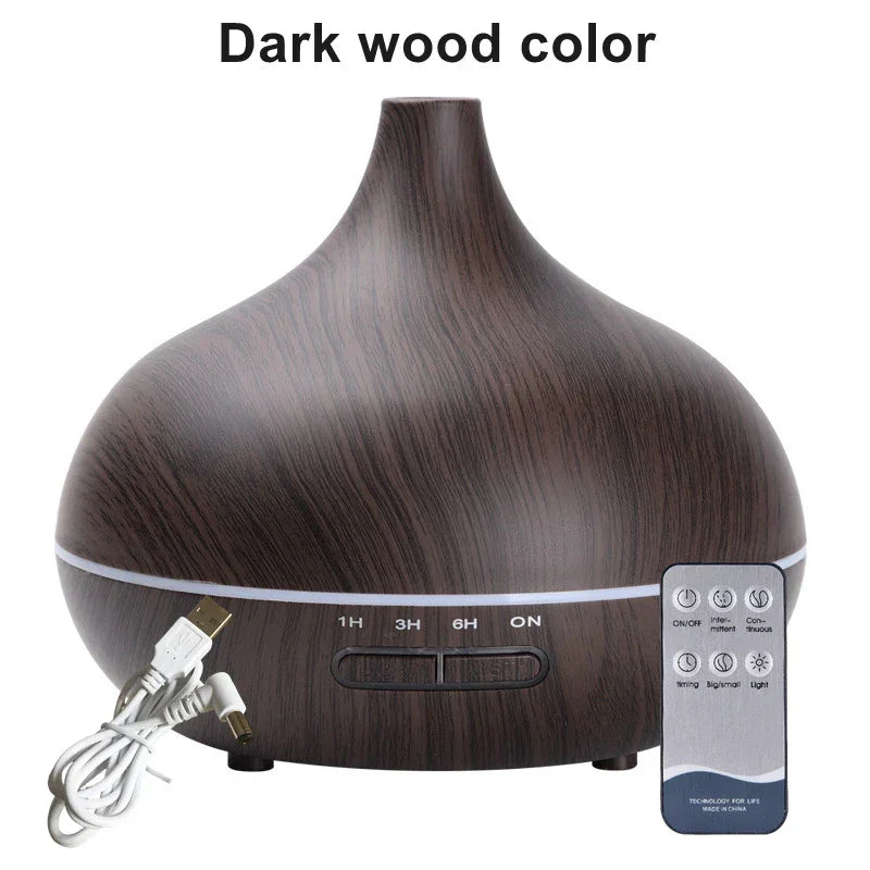 Wood Aroma Diffuser – 550ml LED & Remote - VitaalBoost