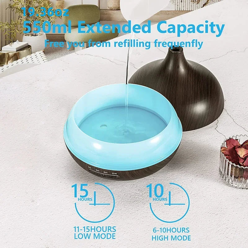 Wood Aroma Diffuser – 550ml LED & Remote - VitaalBoost