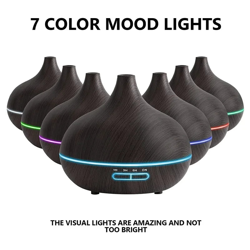 Wood Aroma Diffuser – 550ml LED & Remote - VitaalBoost